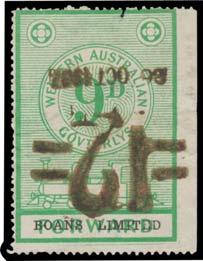 Co on 9d & 1/- on reverse of a part-parcel tag with Harris Scarfe & Sandovers imprint, Elsmore Online Cat $650.