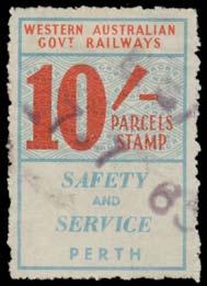 Bunbury & '143' of Dumbleyung, also 3d 9d 1/3d 2/- x2 4/- & 5/- plus Diagonal Overprint 'CLAREMONT' 2/- (mixed franking with 'SAFETY/and/SERVICE' 1/3d on W