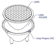Mechanical Dimensions TIR Lenses LLNF, LLFL, LLWF-4T08-H Lens with Holder
