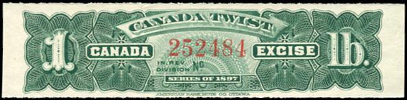 set of green 1897 Canada Twist Stamps.