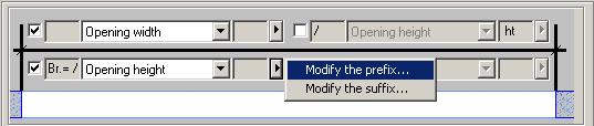 Click the arrow next to the Opening height and select Modify the prefix from the menu.