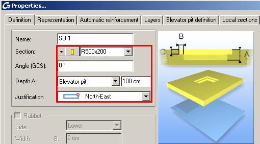On the Smartbar, set the opening size to R500x200. 4. On the Smartbar, click to display the properties dialog box.