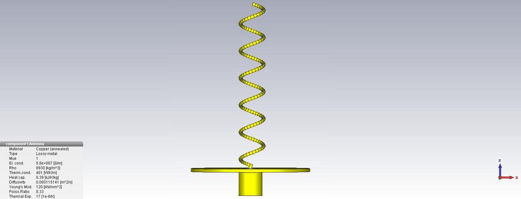 CALCULATED RESULTS In this section, there are described the result of the calculation performed via CST Microwave Studio. The helical antenna was created according to the parameters shown in Table 1.