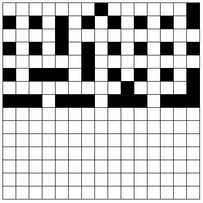 c) Finally, here is a 15x15 grid, which is the type most commonly used for published cryptic crosswords.