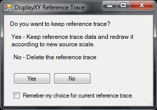 Using the 8990B 2 Figure 2-101 DisplayXY Reference Trace dialog 6 Select Yes or No to keep the current reference trace and redraw the trace according to the new sources scale or disable the