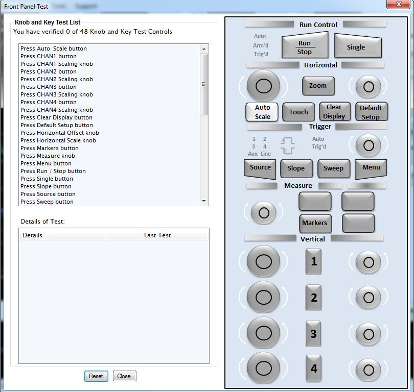 Maintenance 3 2 The Front Panel Test dialog is displayed as shown in Figure 3-2.