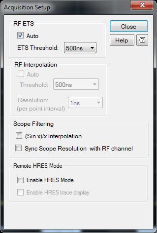 2 Using the 8990B 2 The Acquisition Setup dialog is displayed as shown in Figure 2-29. Select the Auto check box to enable the auto-ets feature and select the desired ETS threshold.