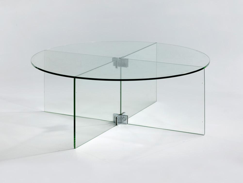 Jacques Dumond Low Table, 1960 Tempered glass, chromed
