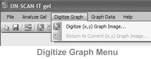 Digitize (x,y) Graph Image - main menu Select Digitize New (x,y) Graph Image to digitize a graph that was saved in a compatible image format.
