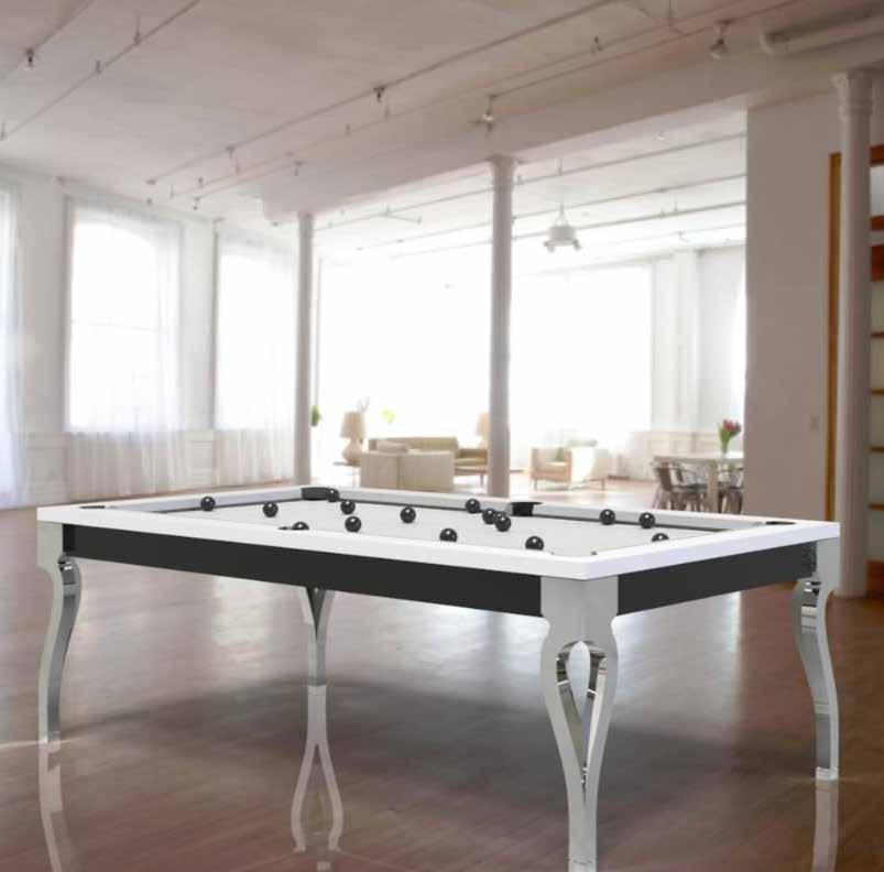 45 Billiard Table An impressive timeless design matched with a unique base crafted in stainless