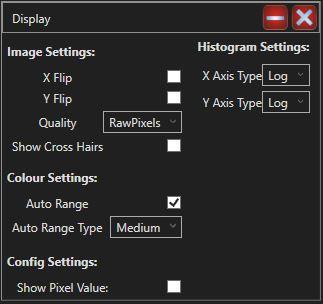 To reset the colour channels, reselect the AutoAdjust option from the Colour Bal Type menu at any time. Display Settings Dialog Image Settings Here you will find options for image manipulation.