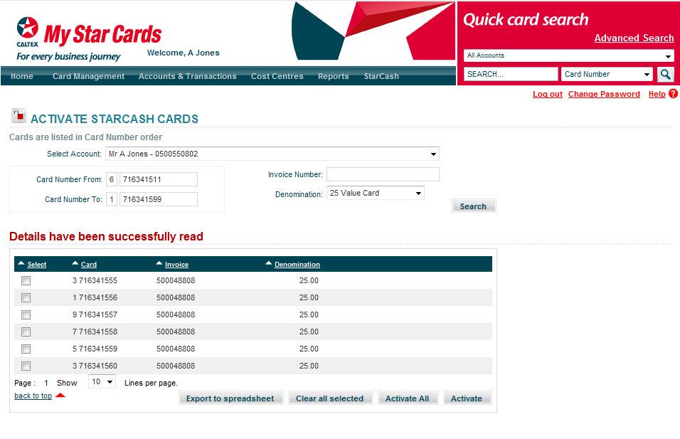 My Star Cards - StarCash 5 Use the checkboxes to select the card(s) that you want to activate. If you want to... Activate all cards listed Activate some cards listed Then... Click Activate All.