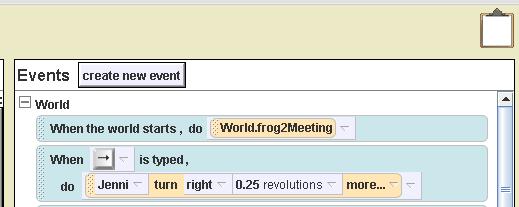2. Click create new event button in the Events editor. 3. Choose When a key is typed. 4. Click on the triangle next to any key and choose Right. 5.