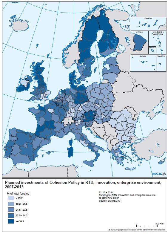 Cohesion Policy Funding for RTD and innovation 2007-2013 2013 Cohesion