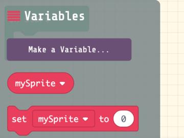 Now, with a set mysprite velocity block, choose Sparky as the sprite, and drag in the SparkySpeedx and SparkySpeedy as the velocity values.
