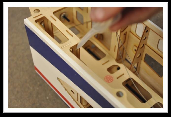 Apply thin CA glue around the joints of the fuselage core, firewall, fuselage formers,
