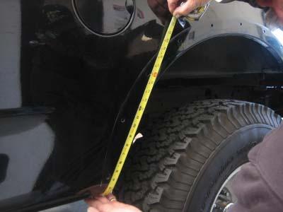 from underside of fender, measure up 16 and make a mark on fender lip where tape measure