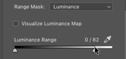 to Luminance. When we do, the Luminance Range slider will appear below the menu.