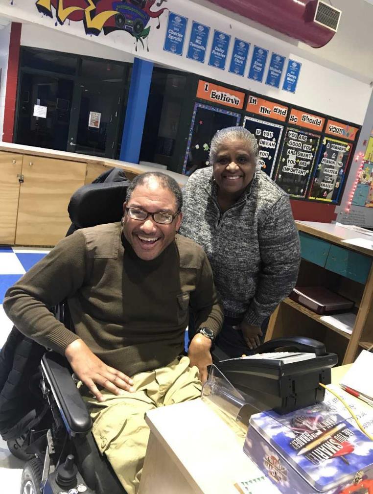 Aaron works at Greater Newark Boys and Girls Club in Reception. Aaron is supported by Division of Visually Impaired and St. John s Community Services.