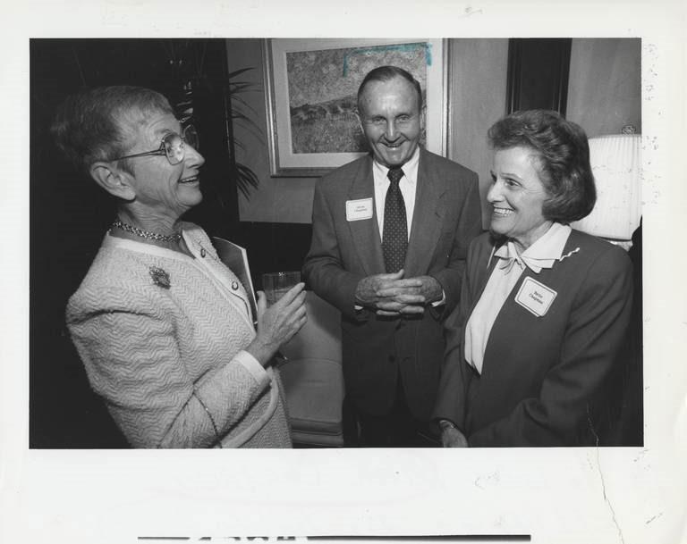 Erna Kaplan, Alvah Chapman, Betty Chapman at a reception for Friends of the Art Museum.