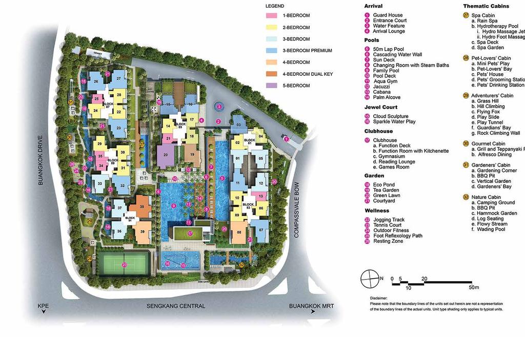 Site Plan ARRIVAL 1 2 3 4 Guard House Entrance Court Water Feature Arrival Lounge POOLS 5 6 7 8 9 10 11 12 13 14 50m Lap Pool Cascading Water Wall Sun Deck Changing Room with Steam Baths Family Pool