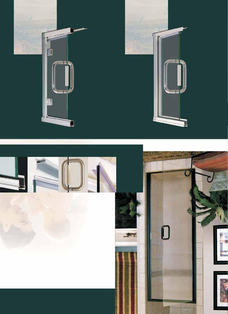 Frameless Swing REGAL SERIES - 1/4 1/4 Safety tempered glass with brilliant polished edges Highly buffed, premium weight aluminum framing L-shaped, easy-to-clean sill, concealed hinge with stainless