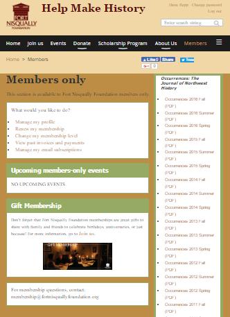 Members Only Area Update your Profile Renew Membership