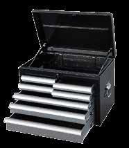 Professional Tool Chest - Black / Silver ABS high-strength impact-resistant, non-slip graining top plate Self-locking function on fully-open drawers, with only one drawer open at a time Special