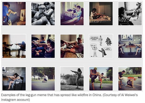 The internet for art creation Ai Weiwei Leg Gun (2014) Reflect on freedom of