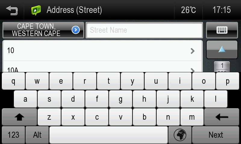 Type the House number, or choose a Cross Street, and tap [NEXT] button.