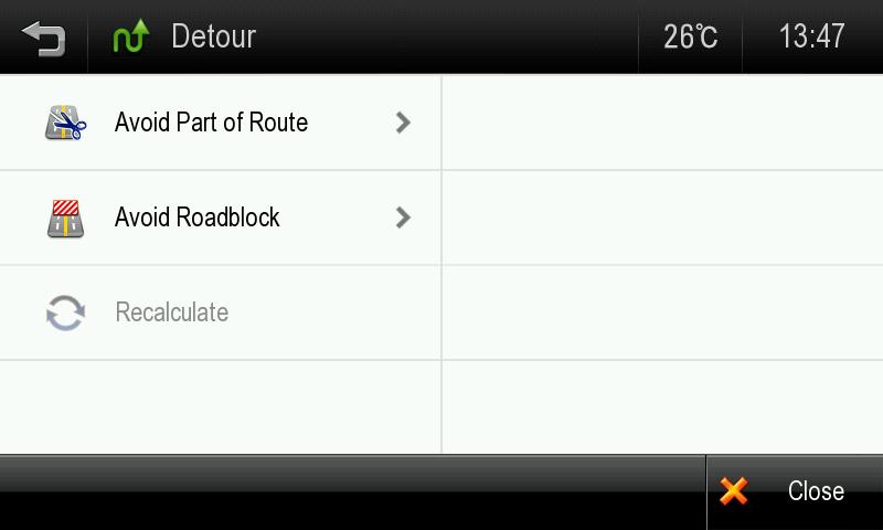 Detour This function is for editing your route.