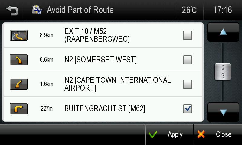 application will recalculate a new route automatically.