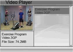 In the Video Player interface (Fig. 3), you will notice a preloaded workout video file name Exercise Program Video.3gp.