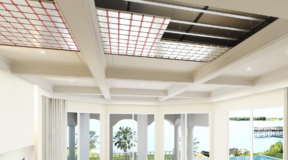 The verstility of its components enles to instll this system directly on the ceiling or flse ceiling. The system is completed y pplying plsterord sheet.