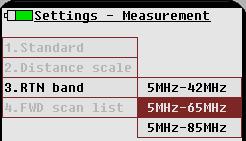 Return band This configures the return bandwidth of the used, used