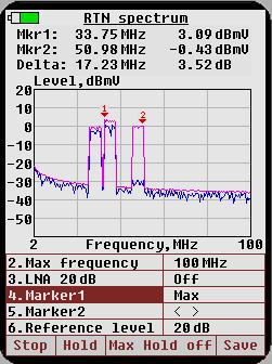 Spectrum analyzer/signal level meter modes Two spectrum analyzer modes are available.