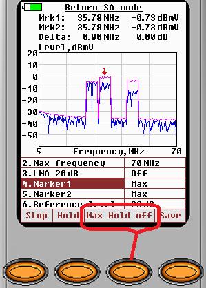 Using Max Hold The Quiver has two Max Hold functions available. The basic Max Hold operates as a typical spectrum analyzer feature.