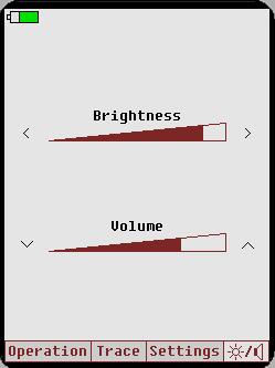Brightness and Audio control Brightness and volume control is accesses by pressing the Brightness /