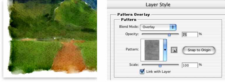 To apply the Style, target the paint layer in the Layers palette, choose Wow Sample Texture