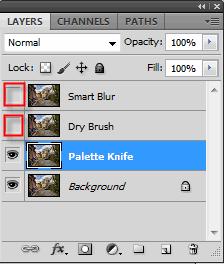 Click on the Palette Knife layer in the layers palette to select it (it will appear