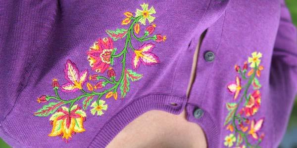 Adding machine embroidery is a fashionable way to update your wardrobe in a flash! Find your favorite design, then follow the steps below to add it to a cardigan.