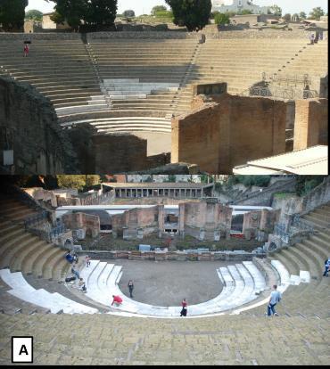Today the cavea is partly rebuilt with bricks of terracotta. The theatre is used for different types of shows: opera, drama, dance and symphonic, jazz and pop music concert.