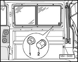 64-45 Stop rail, replacing Stop rail, removing - Depending on equipment, remove trim and seats or seat