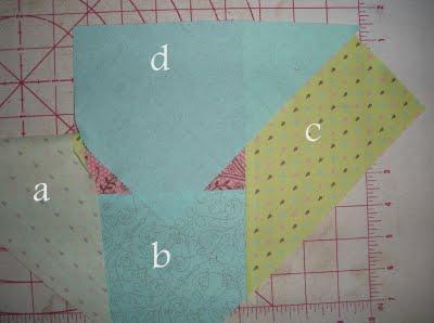10. Lastly add {d} and sew the entire seam. Press out. 11.