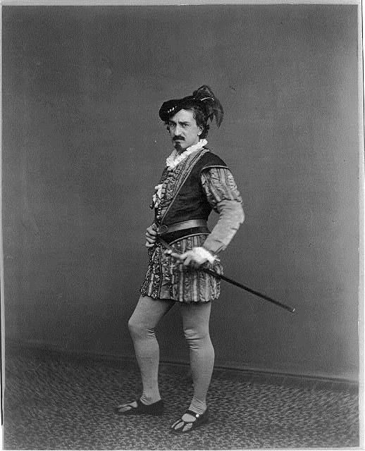 Edwin Booth was from an acting family; his father Junius Brutus Booth and brothers John Wilkes Booth and Junius Brutus Booth Jr. also performed on the stage. He is shown here in costume.