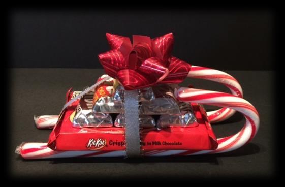 Glue or tape Candy Canes to the bottom of the Kit Kat Bar.