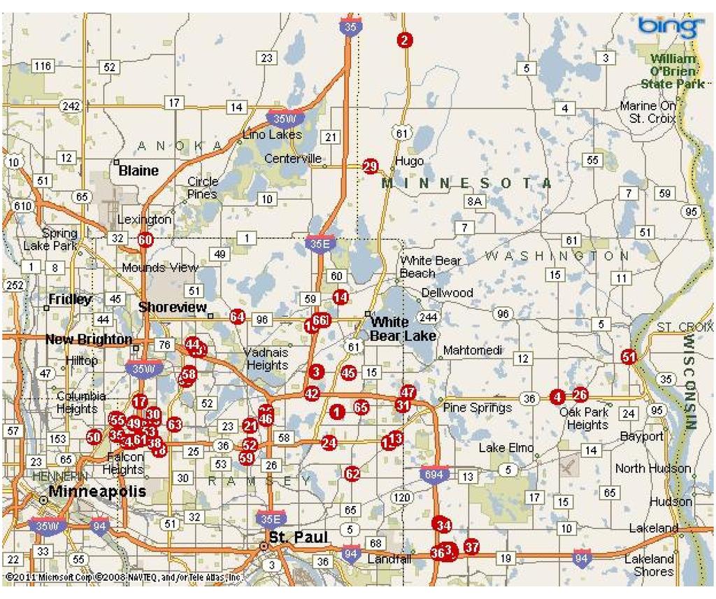 Property Map Map Legend 1) Hazelwood Health Campus, Maplewood, MN 55109 2) The Village at Headwaters, Forest Lake, MN 55025 3) Vadnais Medical Center, Vadnais Heights, MN 55110 4) The Gateway,