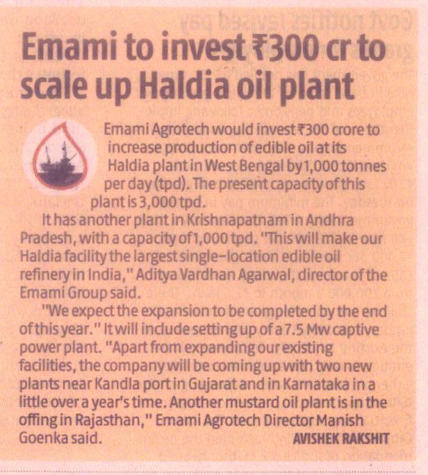 Publication Business Standard Page No 1of 1 Page 3 HEADLINE: EMAMII TO IVEST RS 300 CR TO SCALE