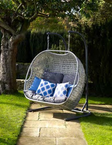 Monterey Double Hanging Cocoon including Season-Proof New Charcoal Cushions RRP: 6. SAVING: 200 OUR PRICE: 4.