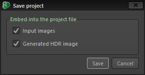 13. Saving and restoring projects EasyHDR provides a way to save and restore your work. The project file can be saved and loaded using actions from the File menu.